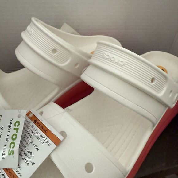 Crocs Mega Crush Sandal Women’s Size 11 Men’s 9 Platform New White Rainbow Soles - Picture 4 of 8